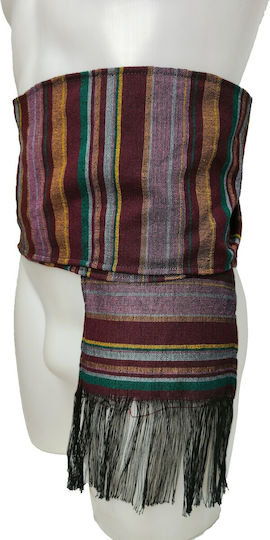 Traditional Woven Striped Island Belt with Tassels Mark223 Purple