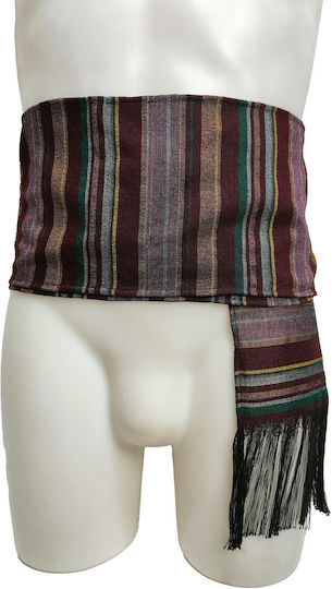 Traditional Woven Striped Island Belt with Tassels Mark223 Purple