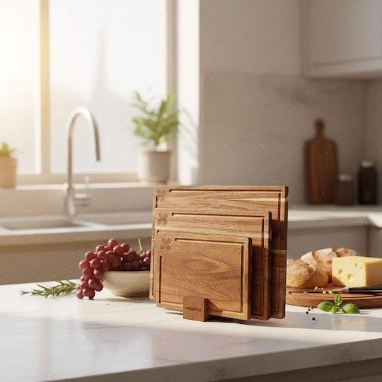 Relaxdays Set Wooden Brown Chopping Boards 3 Pieces