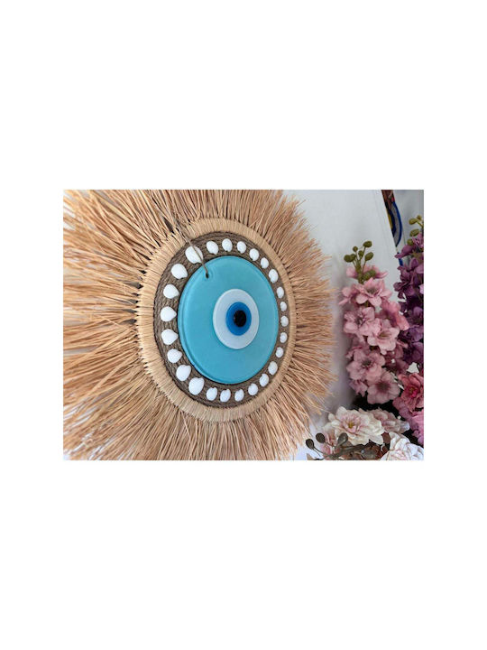 SteweHome Wall Decor Handmade Blue from Wicker Material 16cm