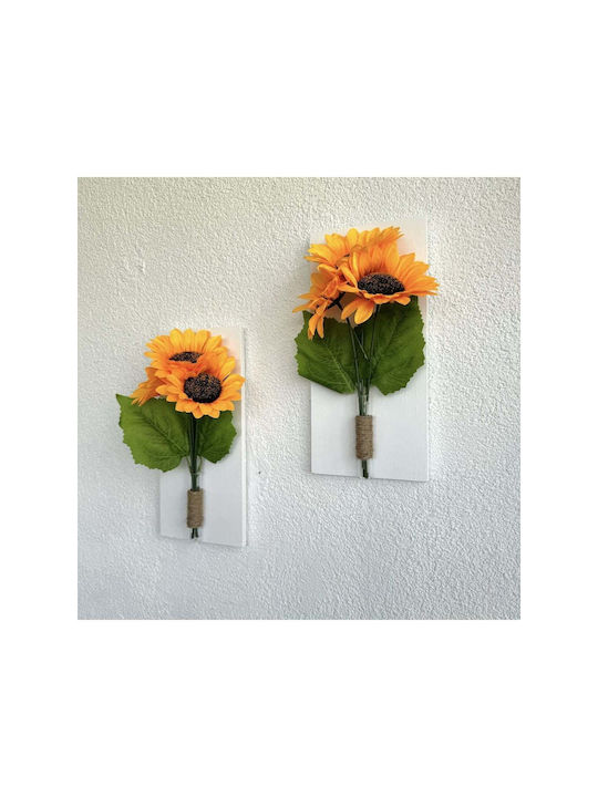 SteweHome Wall Decor Orange Wooden 30x14cm 2 Pieces