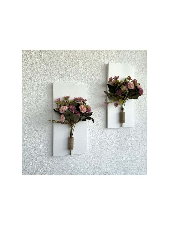 SteweHome Wall Decor Pink Wooden 30x14cm 2 Pieces