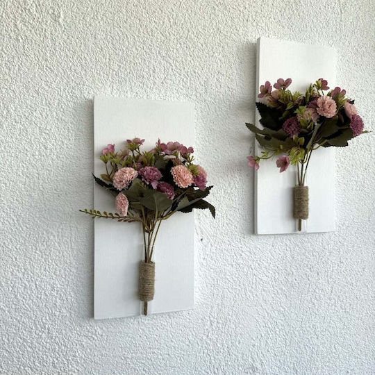SteweHome Wanddekoration Rosa aus Hölzernes 30x14cm 2Stücke