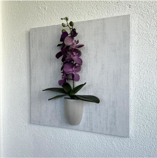Stewehome Embossed Painting 3D Purple Orchid Wooden Base Purple 49x49 Cm