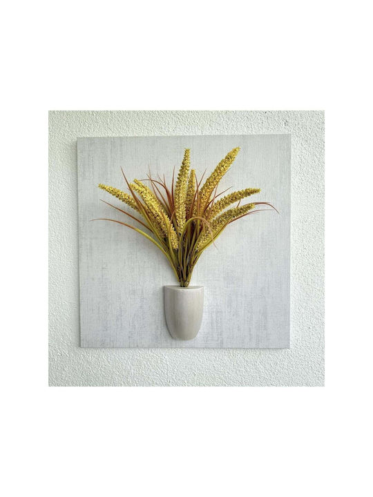 Stewehome Embossed Painting 3D Yellow Flowers Wooden Base Yellow 49x49 Cm