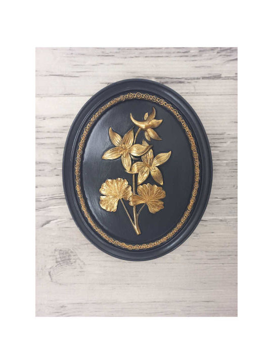 Stewehome Oval Painting Details Gold Aztec Black Anthracite Black 21x17 Cm