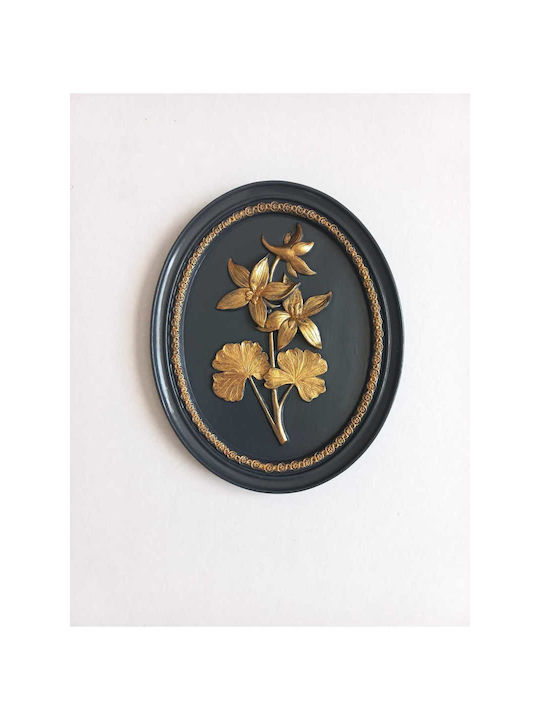 Stewehome Oval Painting Details Gold Aztec Black Anthracite Black 21x17 Cm