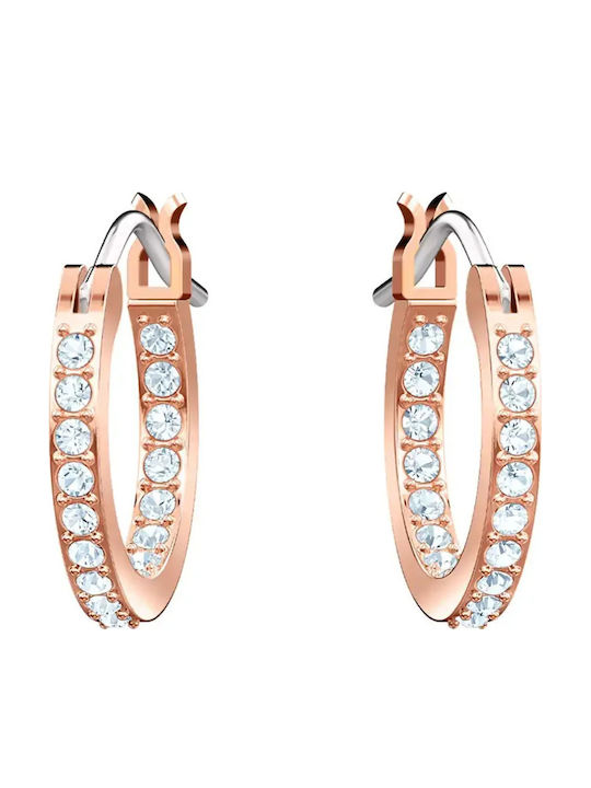 Swarovski Обици Халки Позлатени с Камъни Сини