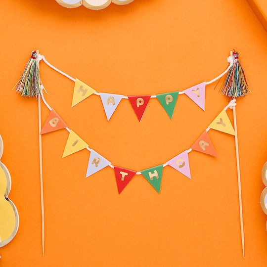 Διακοσμητικά Σημαιάκια Τούρτα "happy Birthday" Πολύχρωμα Playful Brights