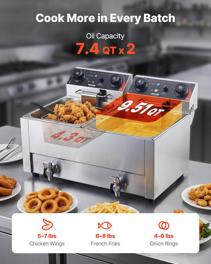Vevor Ηλεκτρική Φριτέζα Διπλή 5kW Χωρητικότητας 2x14lt