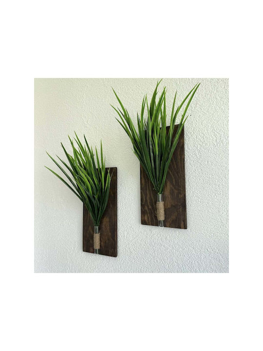 SteweHome Hanging Green Wooden Wall Decor 30x14cm 2 Pieces