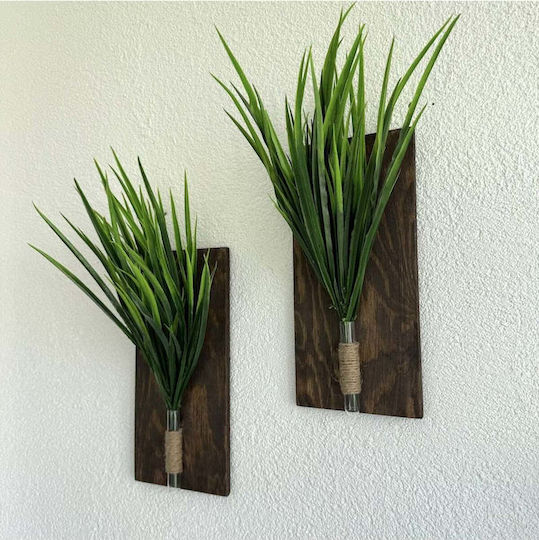 SteweHome Hanging Green Wooden Wall Decor 30x14cm 2 Pieces