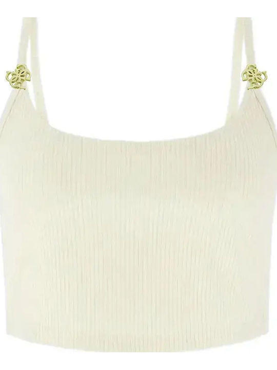 Damen Sommer Bluse mit Spaghetti-Träger in Beige
