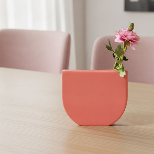 Ceramic Vase Pink 7x7xH19.5cm