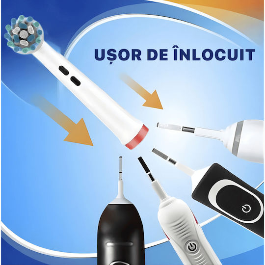 Set 4 Capete De Înlocuire Drkala Seago Periuță De Dinți Electrică Rotativă Compatibilă Sg-2603 Moale Albă