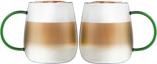 Vialli Design Set Brillen aus Glas in Grün Farbe 400ml 2Stücke