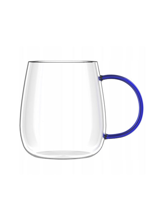 Vialli Design Set of Glasses Made of Glass in Blue Colour 400ml 2 Pieces