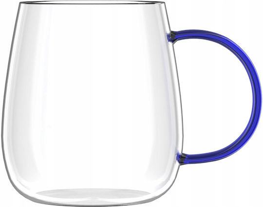 Vialli Design Set Brillen aus Glas in Blau Farbe 400ml 2Stücke