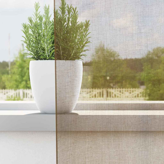 vidaXL Set of Window Curtains with Tab Top Voile Light Brown 140x140cm