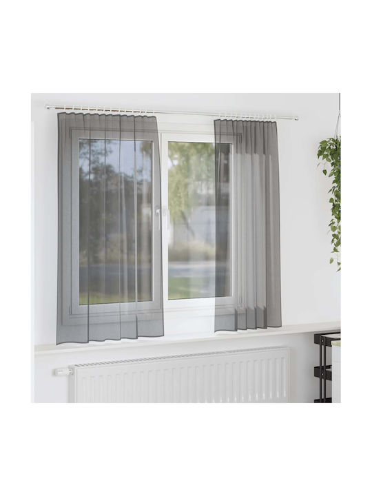 vidaXL Σετ Κουρτίνες με Τιράντες Σκούρο Γκρι 140x140εκ.
