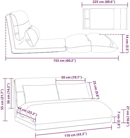 Multifunctional Bean Bag Sofa Red 110x82x55cm