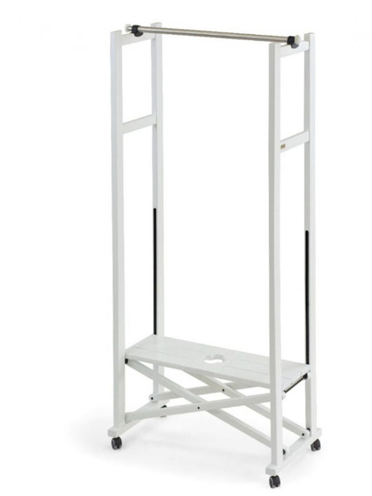 Arredamenti Italia Floor Garment Rack Wooden Foldable White 140x37x168cm