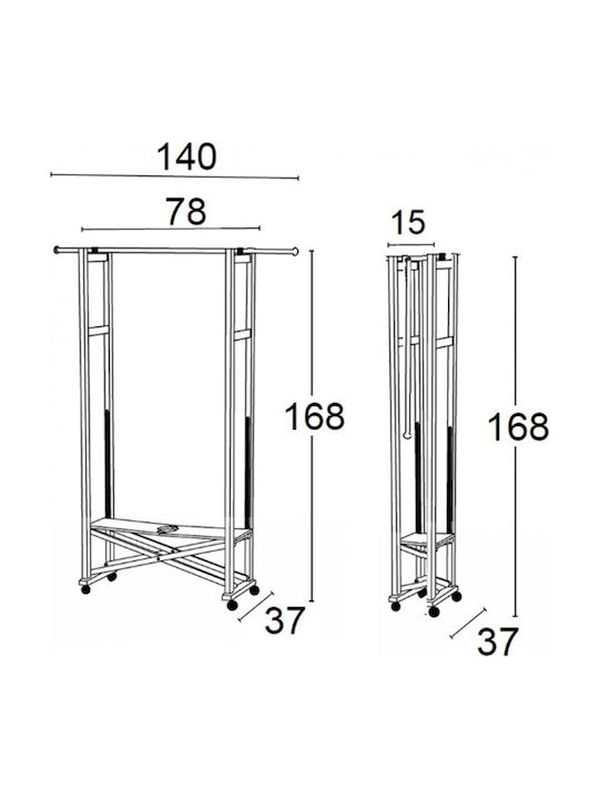Arredamenti Italia Floor Garment Rack Wooden Foldable White 140x37x168cm