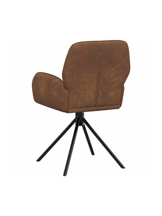 Dining Armchairs With Genuine Brown Leather 4 Pieces 54x55x86cm