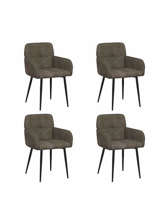 Ess- und Küchenstühle mit Echtes Leder Gray 4Stücke 59x56.5x85cm