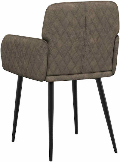 Dining Armchairs With Genuine Leather Grey 4 Pieces 59x56.5x85cm