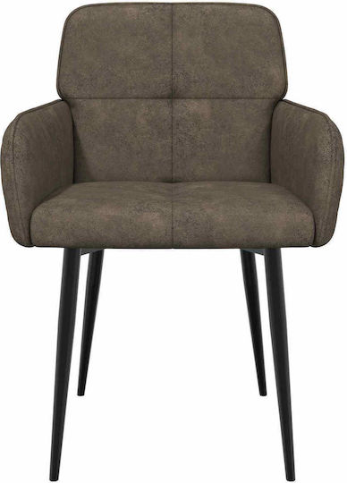 Dining Armchairs With Genuine Leather Grey 4 Pieces 59x56.5x85cm