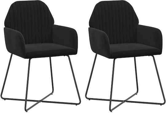 Velvet Black Dining Armchairs 2 Pieces 55x50x84 cm