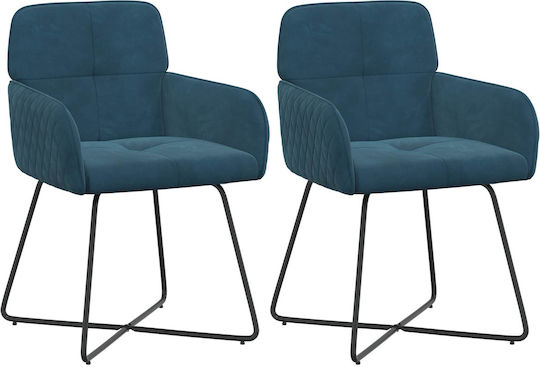 Velvet Blue Dining Armchairs 2 Pieces 59x56.5x86cm
