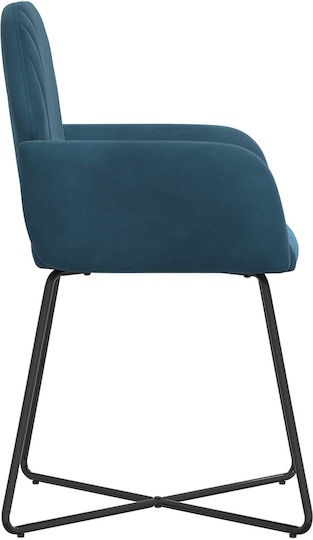 6 Stück Samt Ess- und Küchenstühle Blau 55x50x84cm
