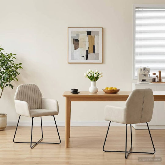 Dining Armchairs 55x50x84cm 2 Pieces Beige Dining Armchairs 55x50x84cm 2 Pieces Beige