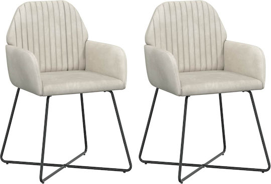 2er Set Samt Ess- und Küchenstühle Beigefarbene 55x50x84cm