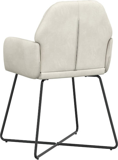 2er Set Samt Ess- und Küchenstühle Beigefarbene 55x50x84cm