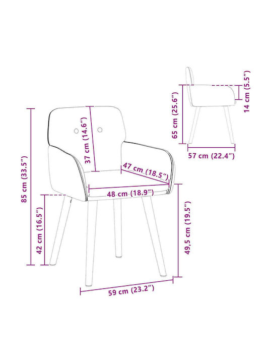 Dining Armchairs With Grey Fabric Upholstery 2 Pieces 59x57x85cm