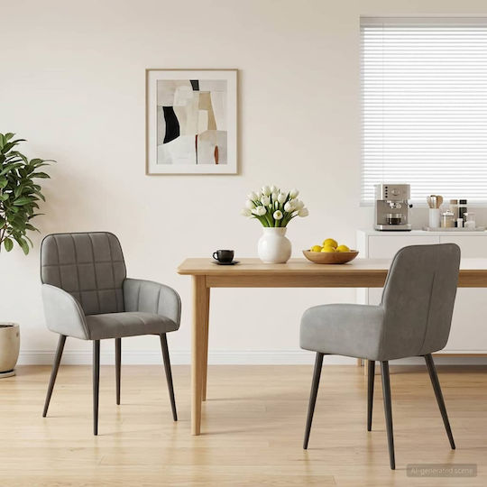 Dining Velvet Grey Armchairs 2 Pieces 57x50x85 cm Dining Velvet Grey Armchairs 2 Pieces 57x50x85 cm
