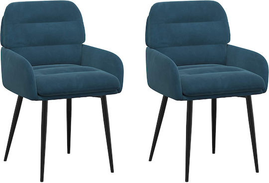 Samt Ess- und Küchenstühle Blau 2 Stück 59x59.5x90cm