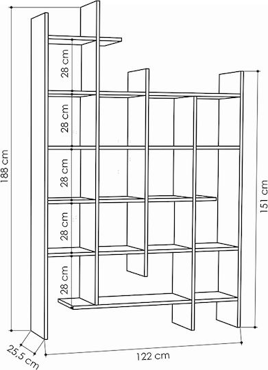 Manco Sandstone Bookcases (2 Pieces) 122x25.5x188cm