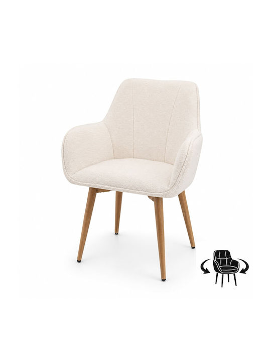 Sova Scaun Sala De Mese Cu Material Textil Alb 57x55x85cm