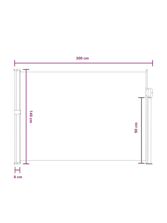 vidaXL Seitliche Markise Terrasse Grau 1.4x3m