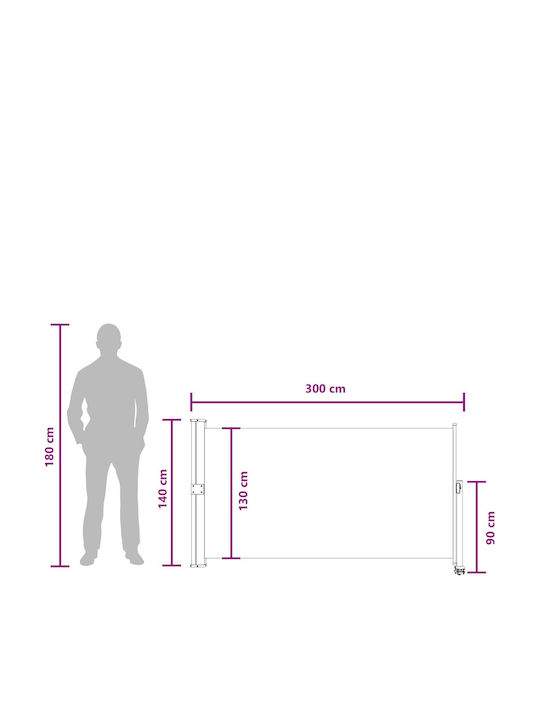 vidaXL Странична Тента За Тераса Бяла 1.4x3m