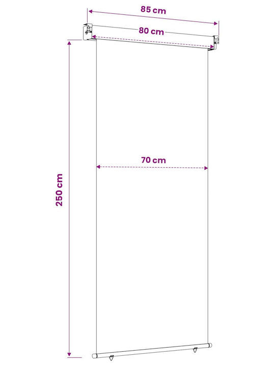 vidaXL Seitliche Markise Terrasse Grau 0.8x2.5m