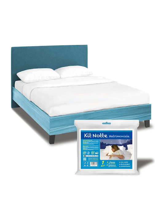 Sheet Set with 2 Pillowcases King Size with Elastic 180x200+35cm. 007081011χ91χ15 4pcs
