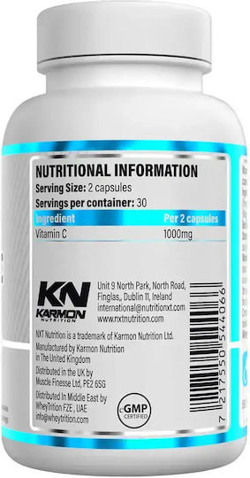 Nxt Nutrition Vitamin C Vitamin for Immune Support Skin & Antioxidant Action 1000mg 60 Capsules