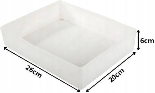 Fabric Storage Box for Clothes Underwear Socks Ties in White Colour 26x20x6cm