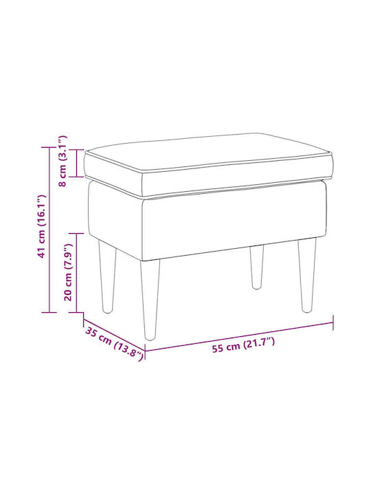 Stoff Fußhocker Hellgrau 55x35x41cm