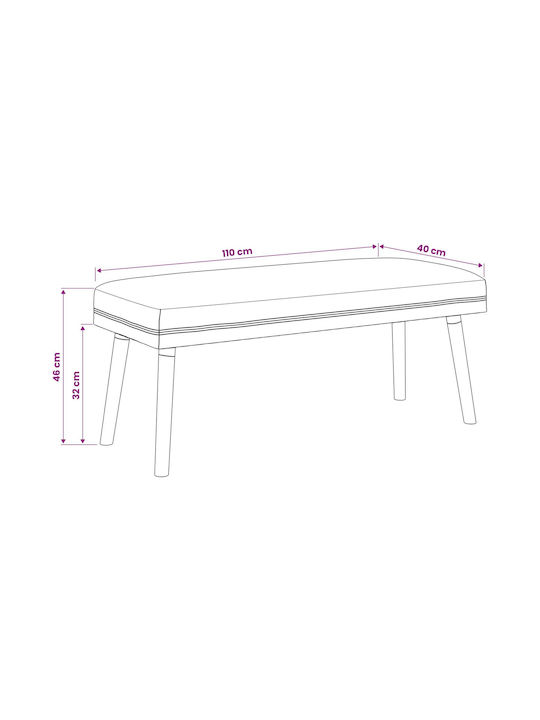 Fabric Upholstered Bench Stool Pink 46x110x40cm